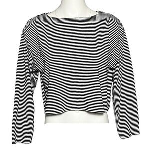Country Road Black and White Striped Long Sleeve Top